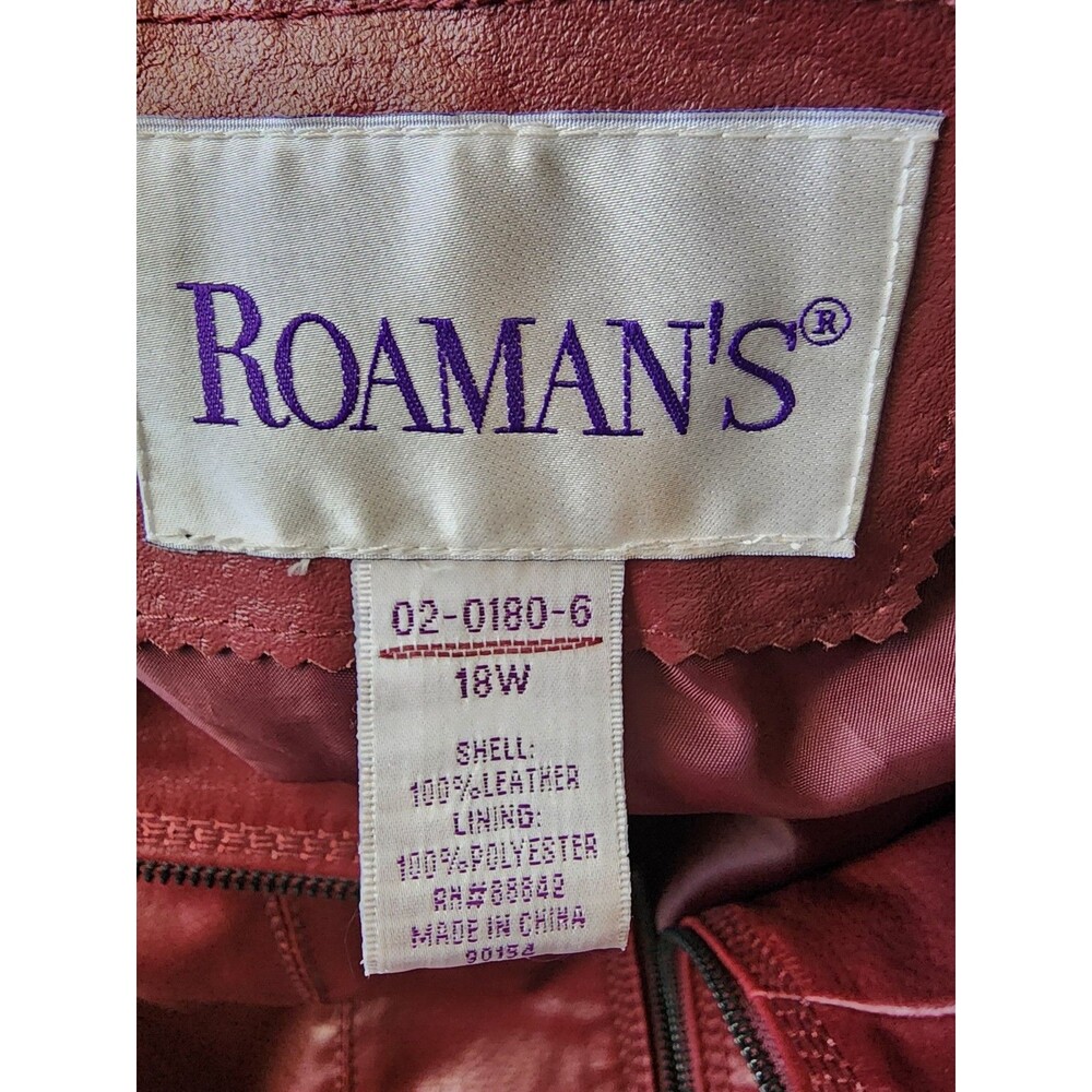 Roaman's Womens Plus Size 18 Red Leather Jacket - Picture 8 of 8